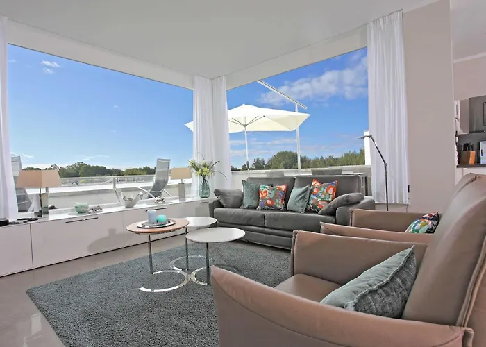 Villa Sonneninsel F634 über zwei Etagen mit Kamin, Sauna und zwei Terrassen